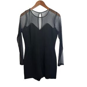 BCBGeneration Black Mesh Sleeve Romper Size 10 NWT $118 MSRP Elegant Chic